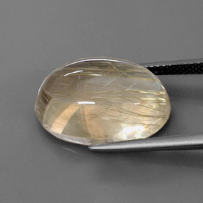 Quarzo rutilato naturale giallo da 13,66 ct, taglio ovale, trasparente