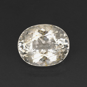 Quarzo rutilato naturale giallo da 18,65 ct, taglio ovale, trasparente