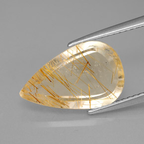 Quarzo rutilato naturale giallo da 4,10 ct, taglio a pera, trasparente