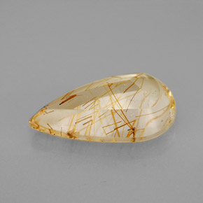 Quarzo rutilato naturale giallo da 4,10 ct, taglio a pera, trasparente