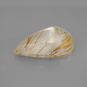 Quarzo rutilato naturale giallo da 5,90 ct, taglio a pera, trasparente