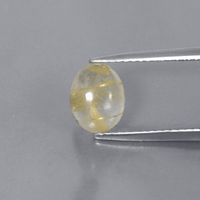 Quarzo rutilato naturale giallo da 1,51 ct, taglio ovale, trasparente