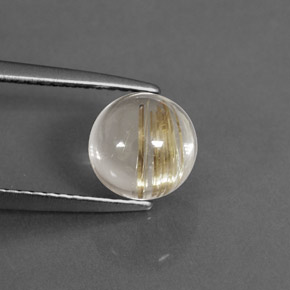 Quarzo rutilato naturale giallo da 1,99 ct, taglio rotondo, trasparente