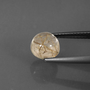 Quarzo rutilato naturale giallo da 1,78 ct, taglio rotondo, trasparente