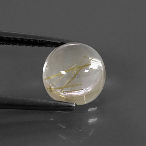 Quarzo rutilato naturale giallo da 2,57 ct, taglio rotondo, trasparente
