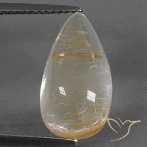 Quarzo rutilo Marrone Dorato Molto Chiaro naturale da 6.65 ct, Forma a pera, Trasparente
