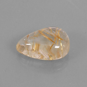 Quarzo rutilato naturale giallo da 7,12 ct, taglio a pera, trasparente