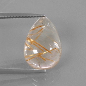 Quarzo rutilato naturale giallo da 7,12 ct, taglio a pera, trasparente