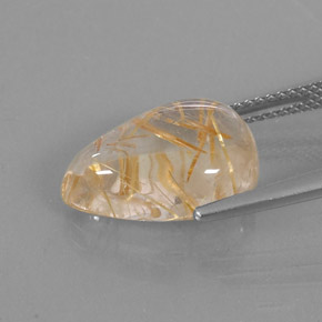 Quarzo rutilato naturale giallo da 7,12 ct, taglio a pera, trasparente