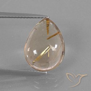 Quarzo rutilo Marrone Dorato Molto Chiaro naturale da 6.41 ct, Forma a pera, Trasparente