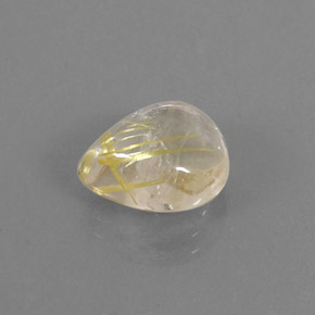 Quarzo rutilato naturale giallo da 4,61 ct, taglio a pera, trasparente