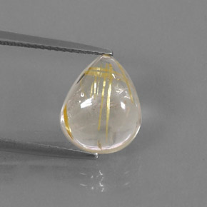 Quarzo rutilato naturale giallo da 4,61 ct, taglio a pera, trasparente
