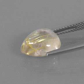 Quarzo rutilato naturale giallo da 4,61 ct, taglio a pera, trasparente