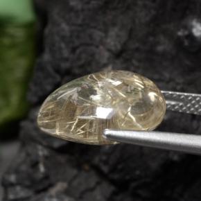 Quarzo rutilato naturale giallo da 6,56 ct, taglio a pera, trasparente
