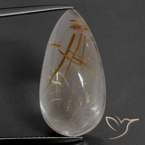 Quarzo rutilo Marrone Dorato Molto Chiaro naturale da 12.63 ct, Forma a pera, Trasparente