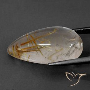 Quarzo rutilo Marrone Dorato Molto Chiaro naturale da 12.63 ct, Forma a pera, Trasparente