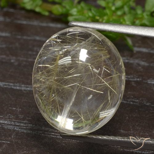 Quarzo rutilato naturale dorato da 11,77 ct, taglio ovale, trasparente