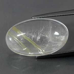 Quarzo rutilato naturale giallo da 12,47 ct, taglio ovale, trasparente