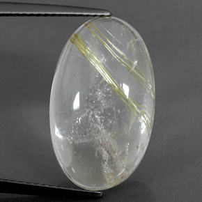 Quarzo rutilato naturale giallo da 12,47 ct, taglio ovale, trasparente