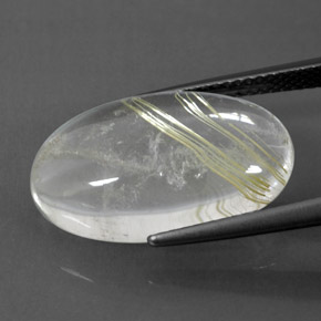 Quarzo rutilato naturale giallo da 12,47 ct, taglio ovale, trasparente