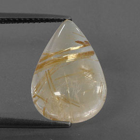 Quarzo rutilato naturale giallo da 6,38 ct, taglio a pera, trasparente