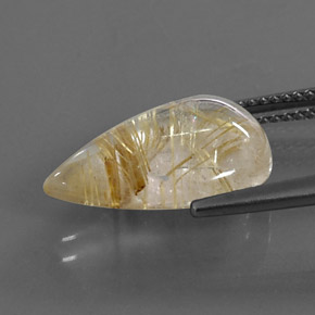 Quarzo rutilato naturale giallo da 6,38 ct, taglio a pera, trasparente