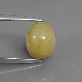 Quarzo rutilato naturale giallo da 1,89 ct, taglio ovale, traslucido