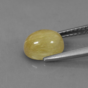 Quarzo rutilato naturale giallo da 1,89 ct, taglio ovale, traslucido