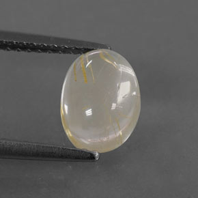 Quarzo rutilato naturale giallo da 1,79 ct, taglio ovale, trasparente