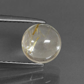 Quarzo rutilato naturale giallo da 1,53 ct, taglio rotondo, trasparente