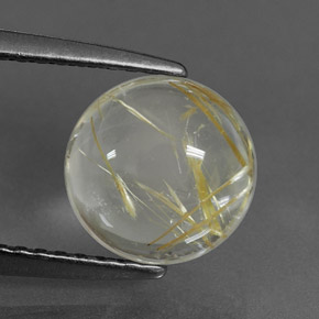 Quarzo rutilato naturale giallo da 2,11 ct, taglio rotondo, trasparente