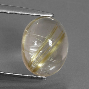 Quarzo rutilato naturale giallo da 2,29 ct, taglio ovale, trasparente