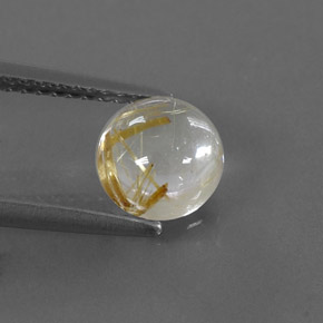 Quarzo rutilato naturale giallo da 1,61 ct, taglio rotondo, trasparente
