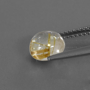 Quarzo rutilato naturale giallo da 1,61 ct, taglio rotondo, trasparente