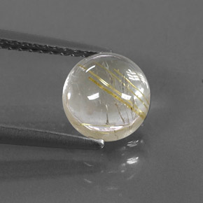 Quarzo rutilato naturale giallo da 1,83 ct, taglio rotondo, trasparente