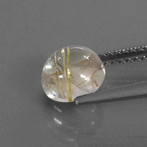 Quarzo rutilato naturale giallo da 1,83 ct, taglio rotondo, trasparente