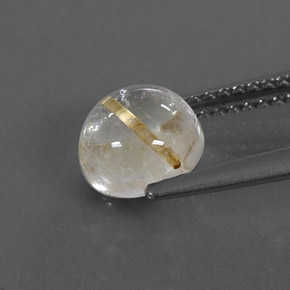 Quarzo rutilato naturale giallo da 1,75 ct, taglio rotondo, trasparente