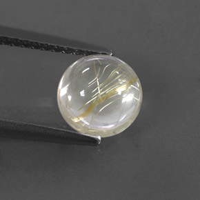 Quarzo rutilato naturale giallo da 1,43 ct, taglio rotondo, trasparente