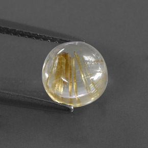 Quarzo rutilato naturale giallo da 1,82 ct, taglio rotondo, trasparente