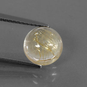 Quarzo rutilato naturale giallo da 2,41 ct, taglio rotondo, trasparente