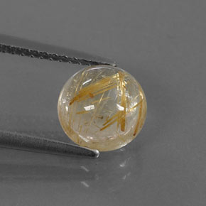 Quarzo rutilato naturale giallo da 2,00 ct, taglio rotondo, trasparente