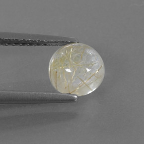 Quarzo rutilato naturale giallo da 1,19 ct, taglio rotondo, trasparente