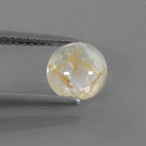 Quarzo rutilato naturale giallo da 1,33 ct, taglio rotondo, trasparente