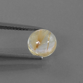 Quarzo rutilato naturale giallo da 1,81 ct, taglio rotondo, trasparente