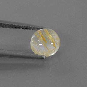 Quarzo rutilato naturale giallo da 1,61 ct, taglio rotondo, trasparente