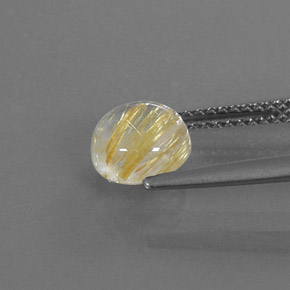 Quarzo rutilato naturale giallo da 1,61 ct, taglio rotondo, trasparente