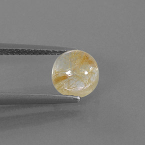 Quarzo rutilato naturale giallo da 1,48 ct, taglio rotondo, trasparente