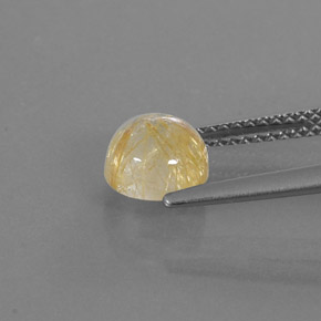 Quarzo rutilato naturale giallo da 1,48 ct, taglio rotondo, trasparente