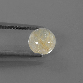 Quarzo rutilato naturale giallo da 1,32 ct, taglio rotondo, trasparente
