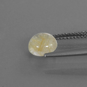 Quarzo rutilato naturale giallo da 1,32 ct, taglio rotondo, trasparente
